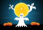 Halloween Ghost Pumpkin Moon Thunderbolt  Stock Photo