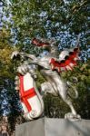 Boundary Griffin On A Plinth At Victoria Embankment In London Stock Photo