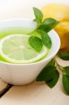 Mint Infusion Tea Tisane With Lemon Stock Photo