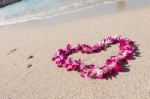 Heart Orchid Flower Garland White Sand Sea Beach Stock Photo