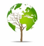 Tree Shaped World Map Stock Photo