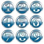 Number Icon Blue Chrome Stock Photo