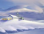 Polar Research Station Stock Photo