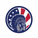 Native American Indian Chief Usa Flag Icon Stock Photo