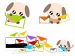 Cartoon Dog With E-mail Illustration Stock Photo