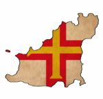 Guernsey Map On Guernsey Flag Drawing ,grunge And Retro Flag Ser Stock Photo