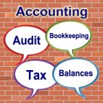 Accounting Words Represents Balancing The Books And Bookkeeping Stock Photo