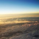 Aerial View Of A Cloudy Sunrise Stock Photo