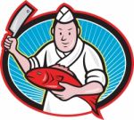 Japanese Fishmonger Butcher Chef Cook Stock Photo