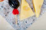 Mix Cold Cut On A Stone With Fresh Pears Stock Photo