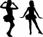 Dancing Silhouettes Children Stock Photo