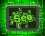 Seo Word Means Wordcloud Website And Optimization Stock Photo