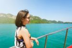 Cute Young Woman Under Sunlight Stock Photo