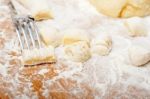 Making Fresh Italian Potato Gnocchi Stock Photo