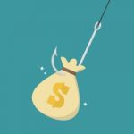 Fishhook With Money Bag Stock Photo