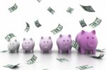 Piggy Bank In A Row Stock Photo