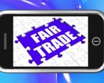 Fair Trade Tablet Means Shop Or Buy Fairtrade Products Stock Photo