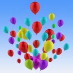 Floating Colourful Balloons Show Colourful Birthday Party Or Cel Stock Photo