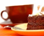 Chocolate Cake With Coffee Stock Photo