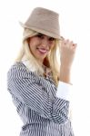 Businesswoman Wearing Hat Stock Photo