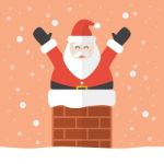 Santa Claus In Chimney Stock Photo