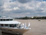 Tourist Boat Moored On The River Garonne In Bordeaux Stock Photo