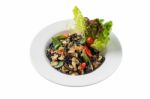 Spicy Black Pasta With Clams Stock Photo