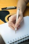 Music Composer Hand Writing Songs Stock Photo