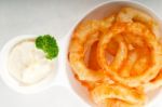 Golden Deep Fried Onion Rings Stock Photo