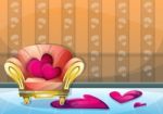 Cartoon  Illustration Interior Valentine Room With Separated Layers Stock Photo