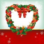 Heart Shaped Christmas Wreath Stock Photo