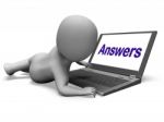 Answers Laptop Shows Faqs Answer And Help Online Stock Photo