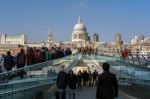 Millennium Bridge And St Pauls Cathedral Stock Photo