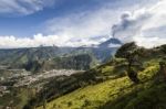 Eruption Of A Volcano Tungurahua, Cordillera Occidental Of The A Stock Photo