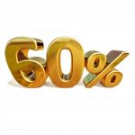 3d Gold 60 Sixty Percent Discount Sign Stock Photo