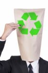 Businessman With Recycling Head Stock Photo