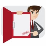 Cartoon Businessman Showing Rejected Document In Folder Stock Photo