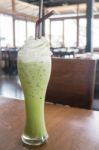 Ice Milk Green Tea Topping Whipped Cream Stock Photo