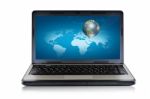 Laptop And Globe Concept Stock Photo