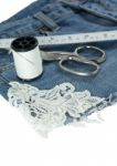 Jeans With Lace Stock Photo