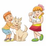 Kids And Pets Stock Photo