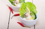 Fresh Garlic Cheese Dip Salad Stock Photo