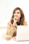 Portrait Of Pensive Woman Stock Photo