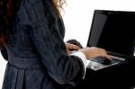 Female With Laptop Stock Photo