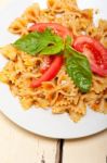 Italian Pasta Farfalle Butterfly Bow-tie And Tomato Sauce Stock Photo