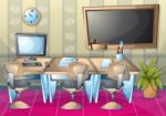 Cartoon  Illustration Interior Office Room With Separated Layers Stock Photo