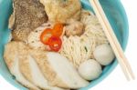 Noodles With Fish Ball Isolated Stock Photo