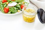 Vegetable Salad With Passion Fruit Dressing Stock Photo