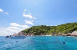 Tourists Snorkeling At The Similan Islands In Thailand Stock Photo