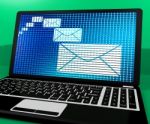 Email Icon On Laptop Shows Emailing Or Contacting Stock Photo